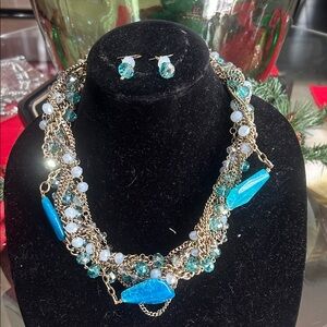 Elegant Gold and Blue Jewelry Set